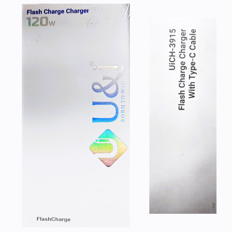 U&i 120W Flash Charge Charger with type-c cable (6 MONTHS GUARANTEE)