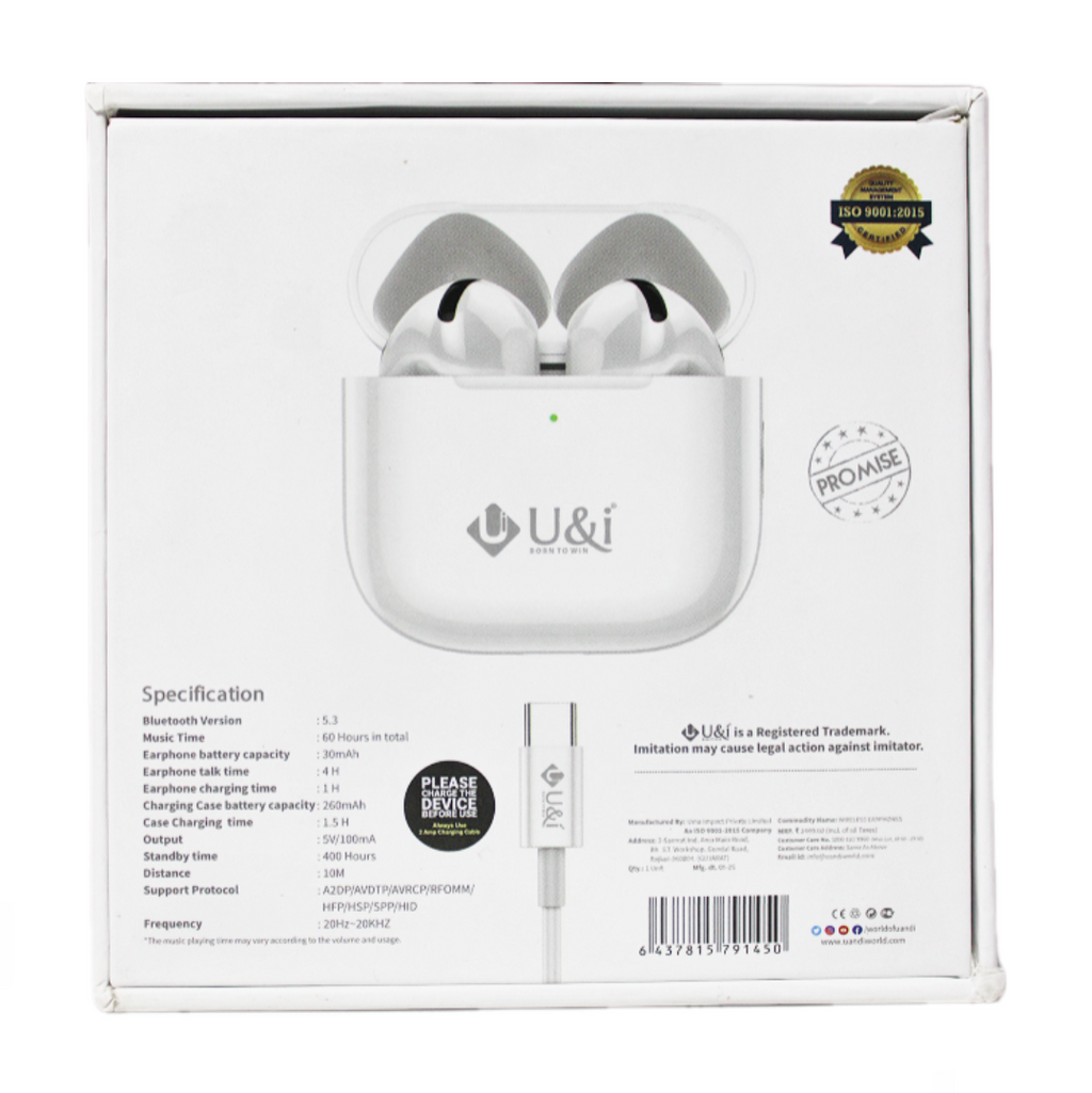 U&I CLARITY SERIES AIRPODS with 6 months guarantee